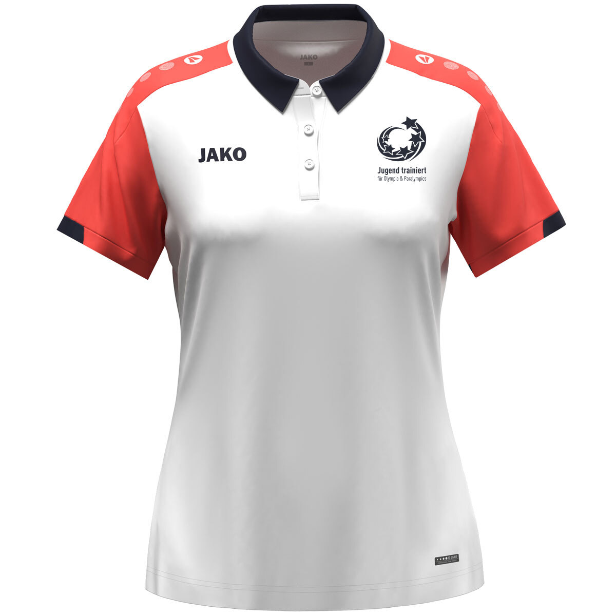 Jugend trainiert" Polo Dynamic Damen (weiß/coral/marine / Größe L (42/44) / Damen Sportgrößen)