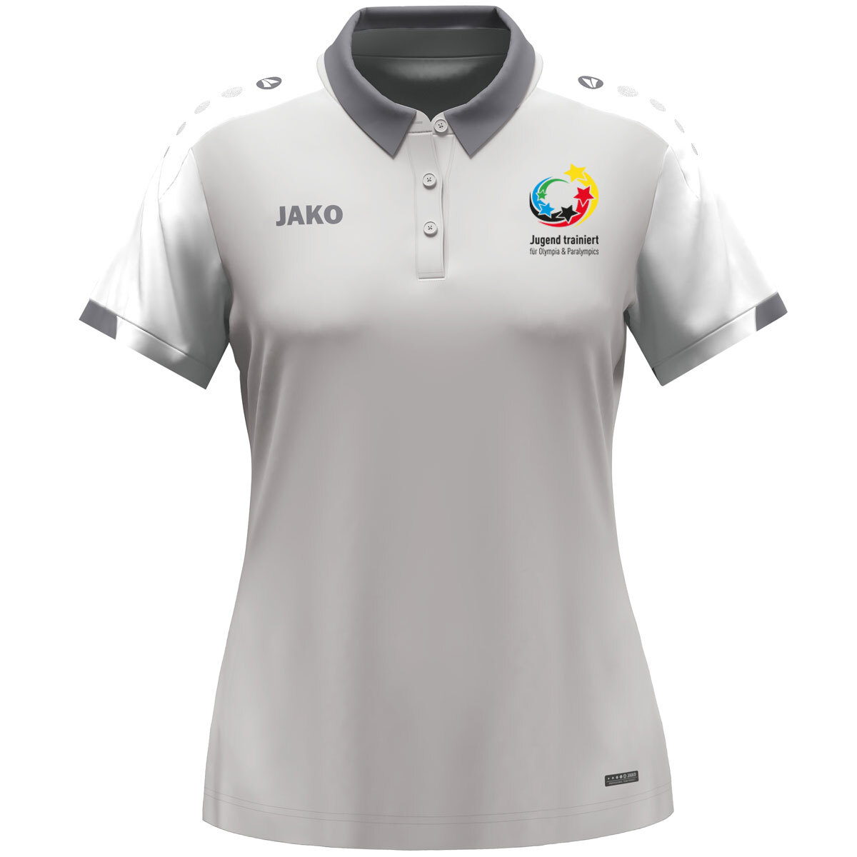 JAKO "Jugend trainiert" Polo Dynamic Damen (hellgrau/weiß/grau / Größe M (38/40) / Damen Sportgrößen)