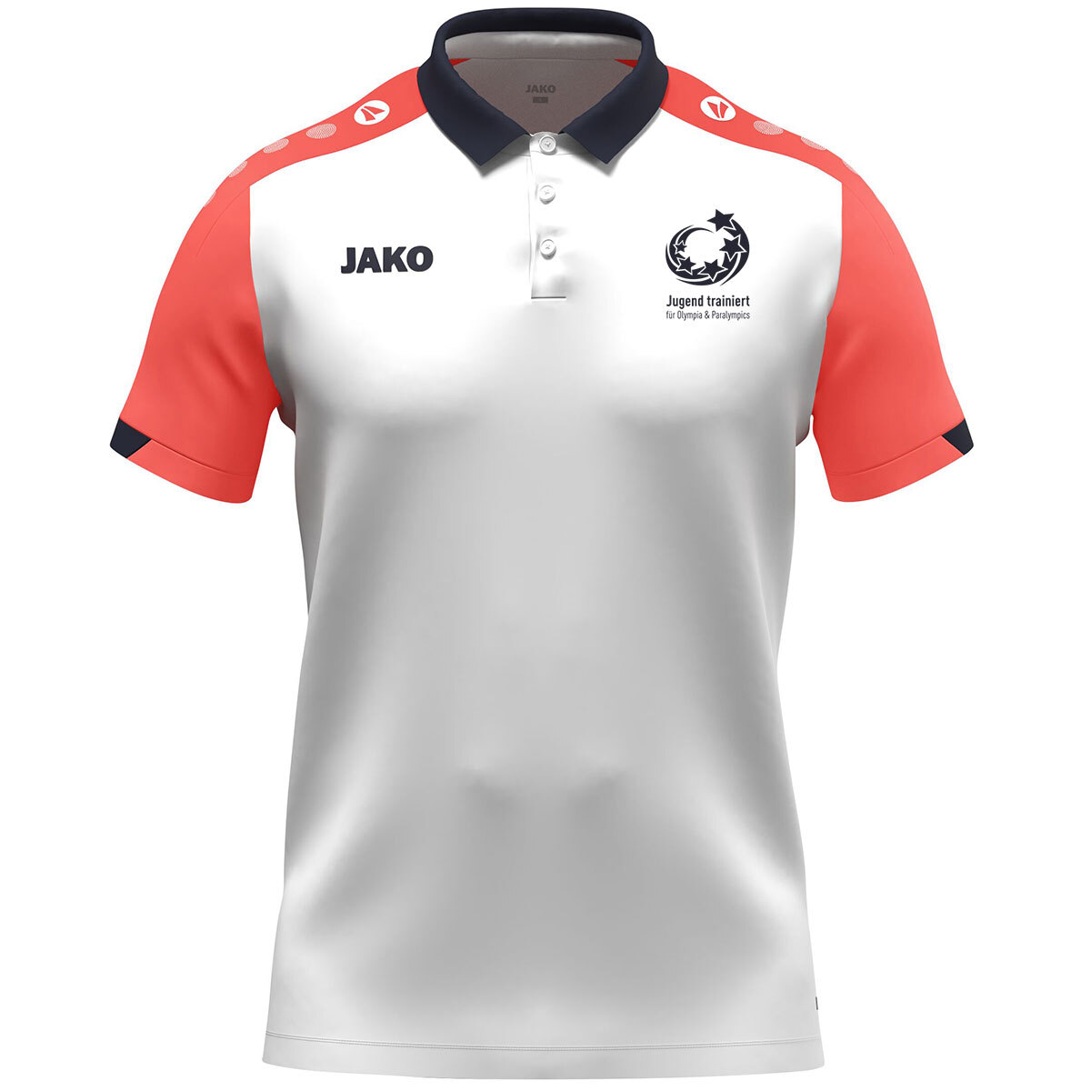 JAKO "Jugend trainiert" Polo Dynamic (weiß/coral/marine / Größe XL / Unisex)