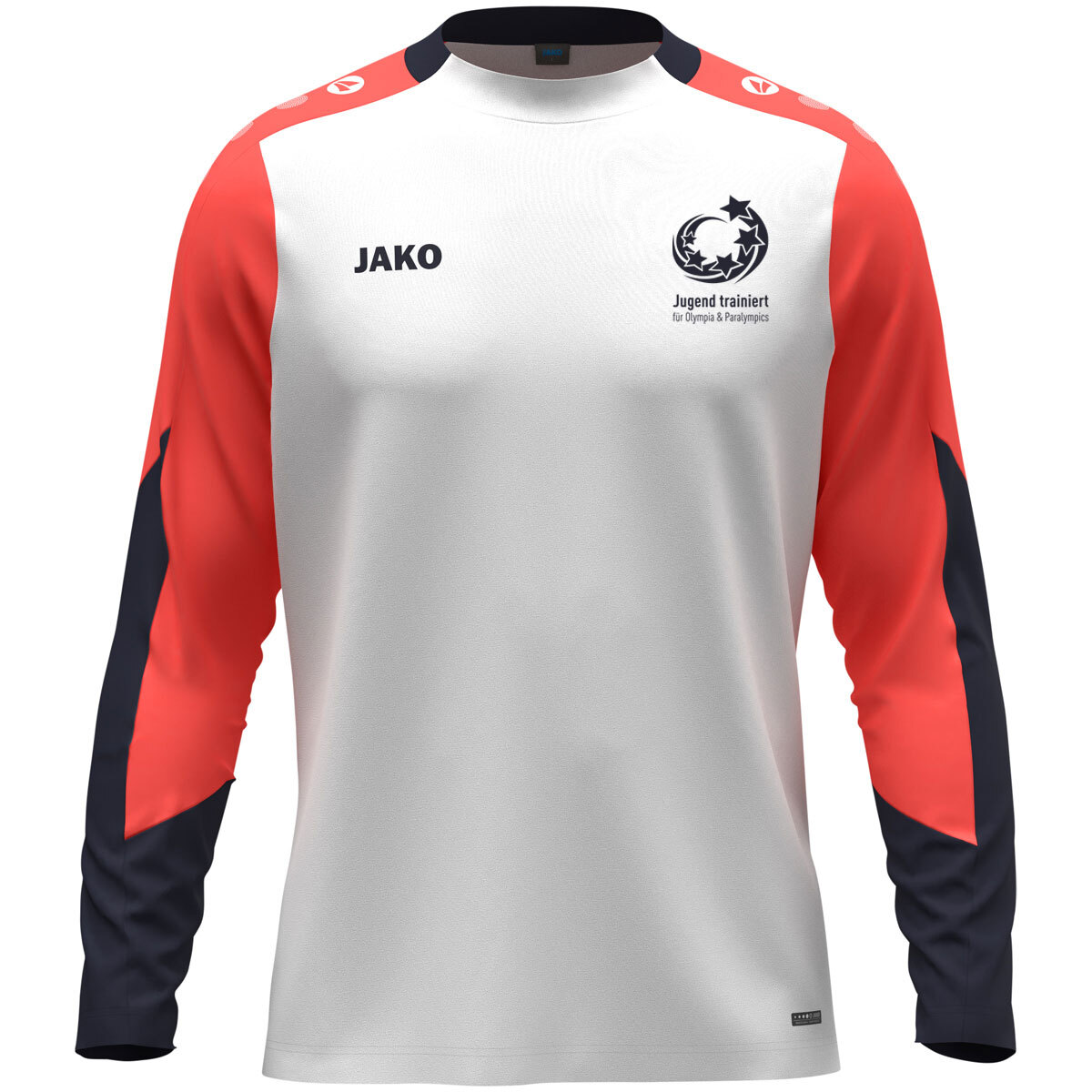 Jugend trainiert" Longsleeve Dynamic (weiß/coral/marine / Größe XL / Unisex)