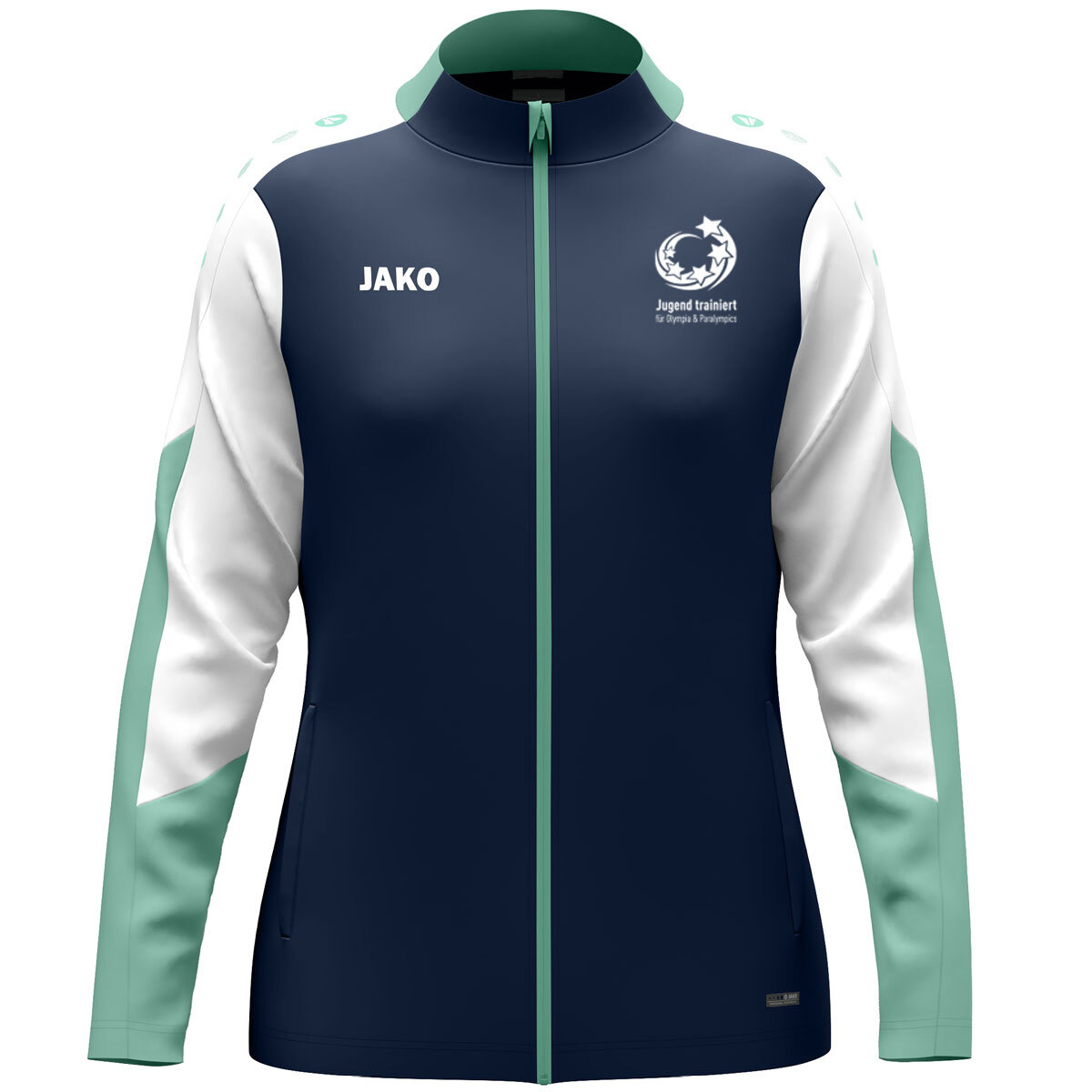 Jugend trainiert" Polyesterjacke Dynamic Damen (marine/weiß/minze / Größe L (42/44) / Damen Sportgrößen)