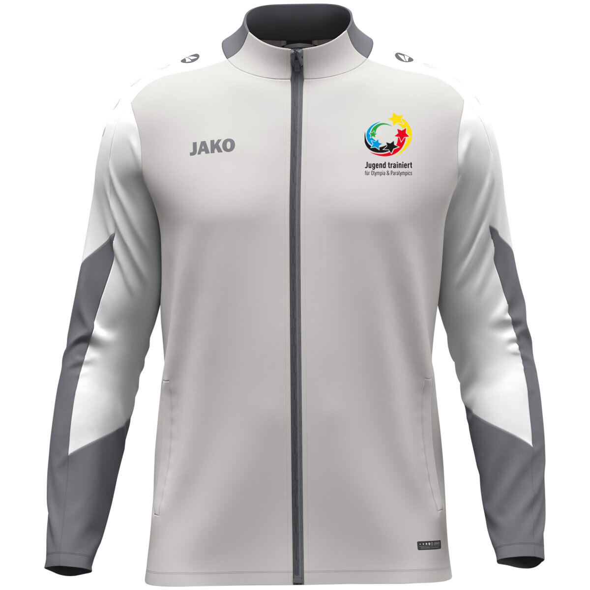 JAKO "Jugend trainiert" Polyesterjacke Dynamic (hellgrau/weiß/grau / Größe 128 / Kinder)