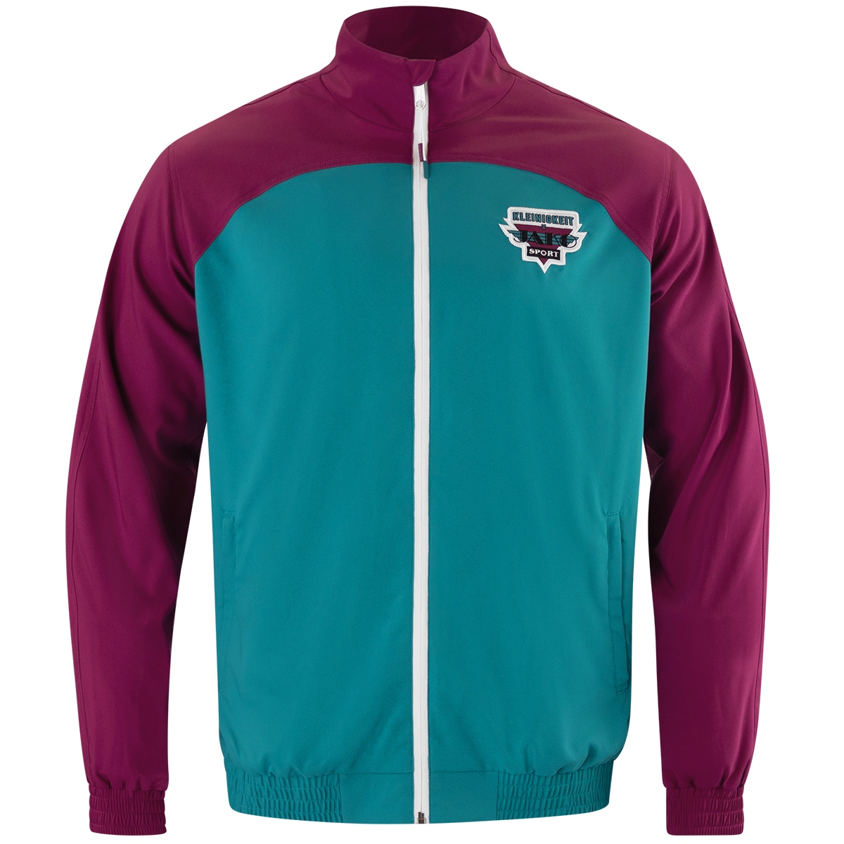 Retroragende Trainingsjacke (petrol/berry / Größe XS / Unisex)