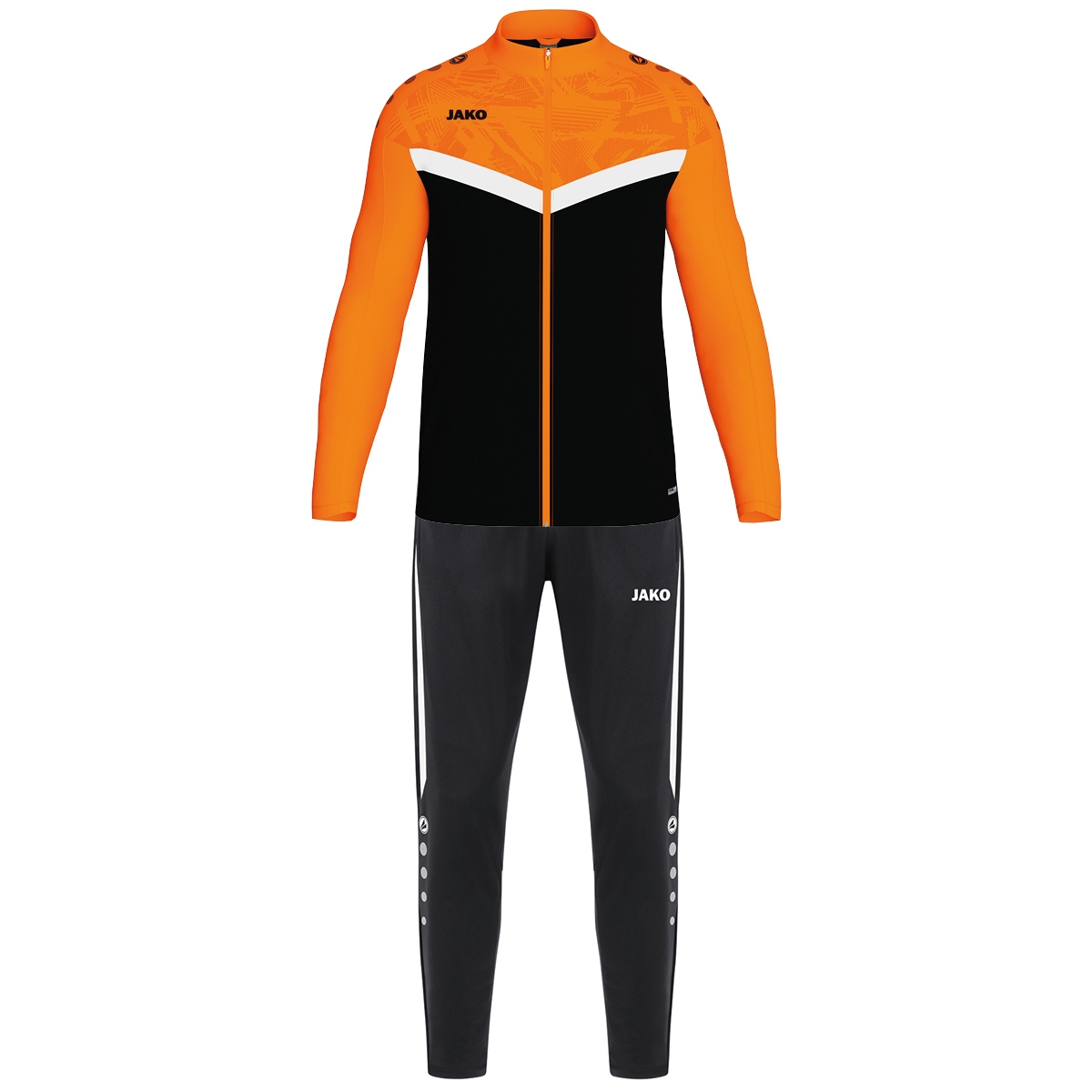 JAKO Polyesteranzug Iconic (schwarz/neonorange / Größe XXL / Unisex)