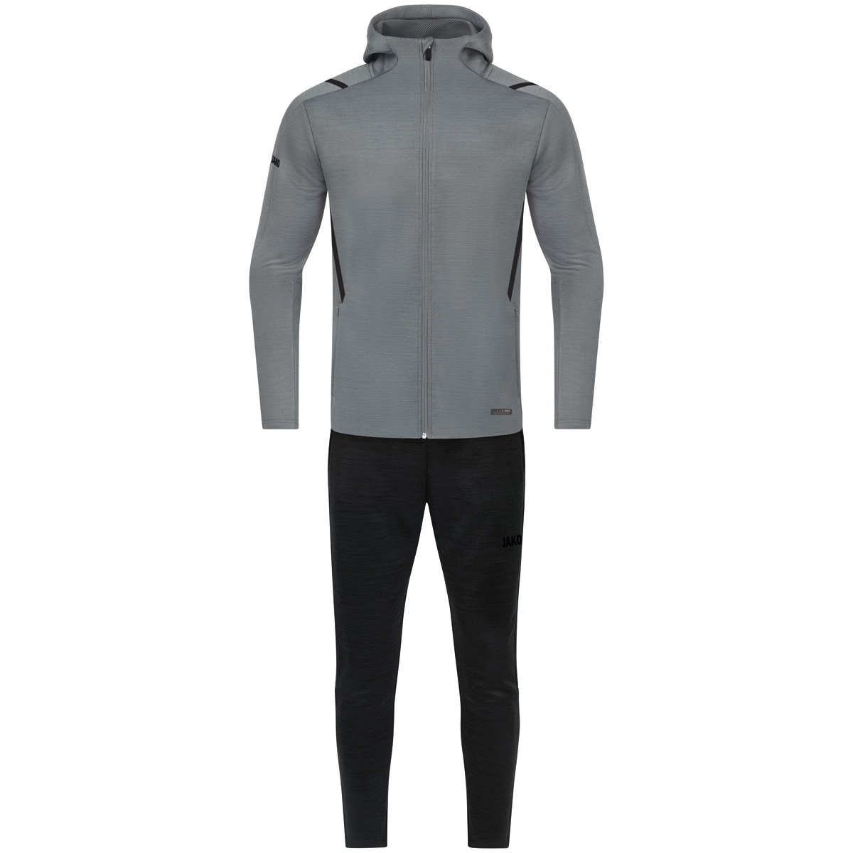 Freizeitanzug Challenge mit Kapuze (steingrau meliert/schwarz / Größe 4XL / Unisex)