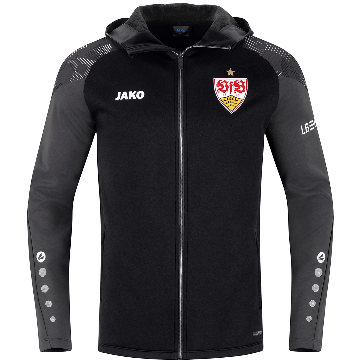 JAKO VfB Kapuzenjacke Sonic (schwarz/anthrazit / Größe 116 / Kinder)
