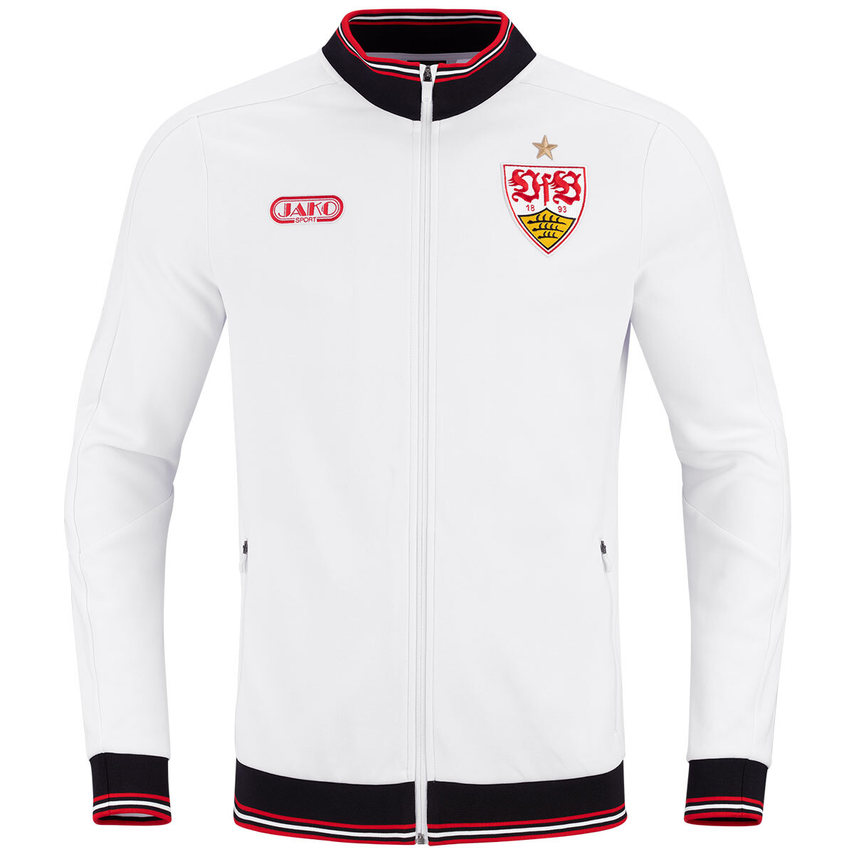 JAKO VfB Einlaufjacke (weiß/rot / Größe 128 / Kinder)